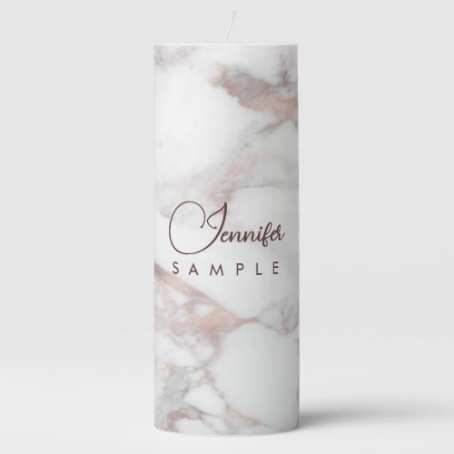 Monogram Rose Gold White Marble Template Best Pillar Candle