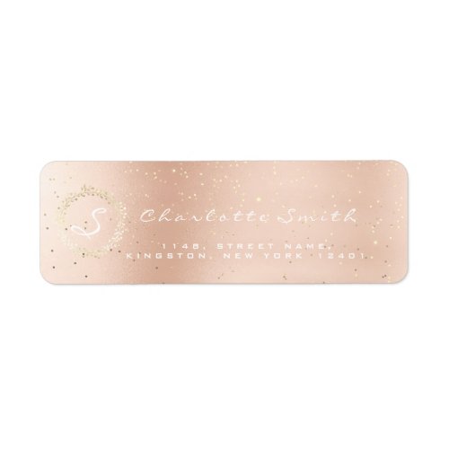 Monogram Rose Gold Wreath RSVP Confetti Pink Label