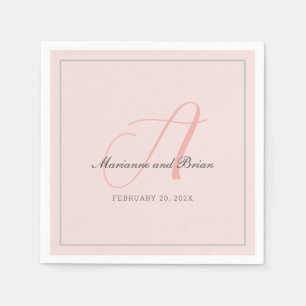 Monogram Rose Pink, Blush, and Dove Gray Napkins