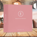 Monogram Rose Pink Feminine Girly Minimal Initial 3 Ring Binder<br><div class="desc">A simple monogram design with modern typography in white on a blush pink background. The design features a single initial monogram with a minimalist round circle border. The text can easily be customized to suit your needs for the perfectly custom gift or stationery accessory!</div>