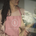Monogram Rose Pink Feminine Girly Minimal Initial Apron<br><div class="desc">A simple monogram design with modern typography in white on a blush pink background. The design features a single initial monogram with a minimalist round circle border. The text can easily be customized to suit your needs for the perfectly custom gift or accessory!</div>