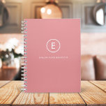 Monogram Rose Pink Feminine Girly Minimal Initial Planner<br><div class="desc">A simple monogram design with modern typography in white on a blush pink background. The design features a single initial monogram with a minimalist round circle border. The text can easily be customized to suit your needs for the perfectly custom gift or stationery accessory!</div>