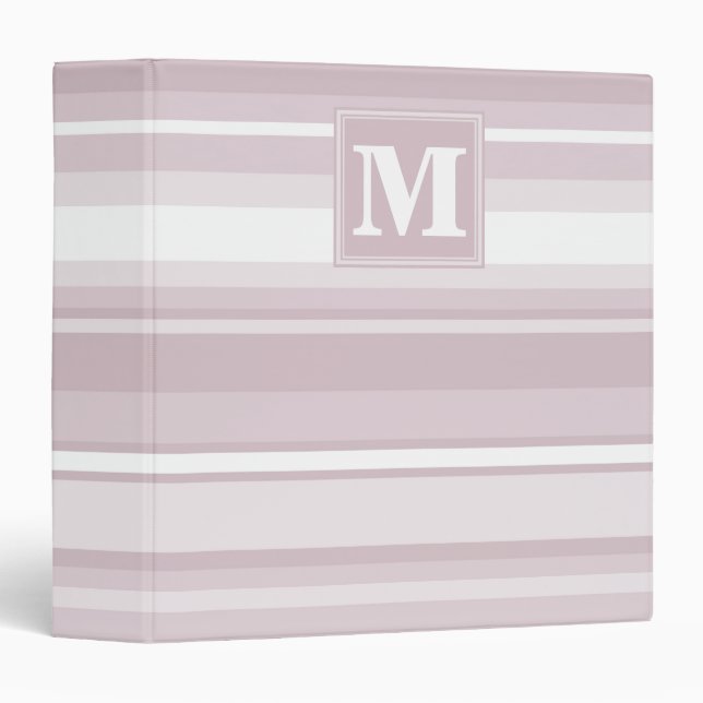 Monogram rose quartz stripes 3 ring binder (Front/Spine)