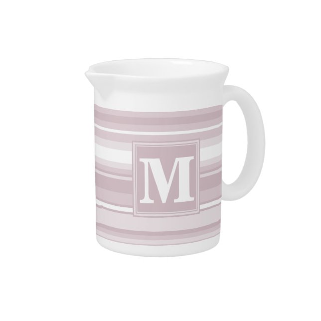 Monogram rose quartz stripes beverage pitcher (Right)