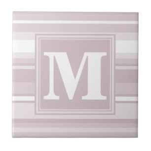 Monogram rose quartz stripes ceramic tile