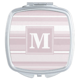 Monogram rose quartz stripes compact mirror