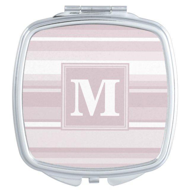 Monogram rose quartz stripes compact mirror (Front)