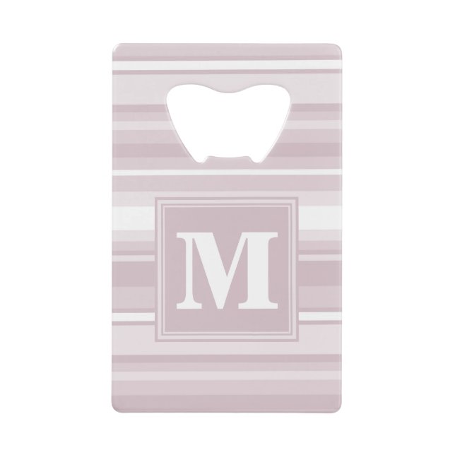 Monogram rose quartz stripes credit card bottle opener (Front)