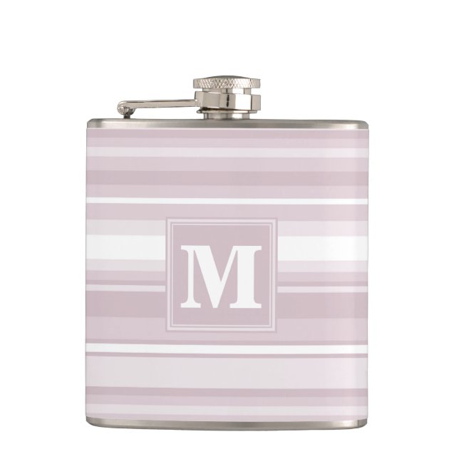 Monogram rose quartz stripes flask (Front)