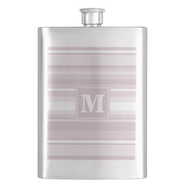 Monogram rose quartz stripes hip flask (Front)