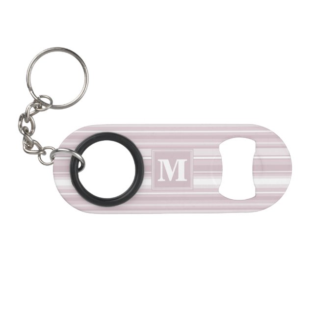 Monogram rose quartz stripes keychain bottle opener (Front (Horizontal))