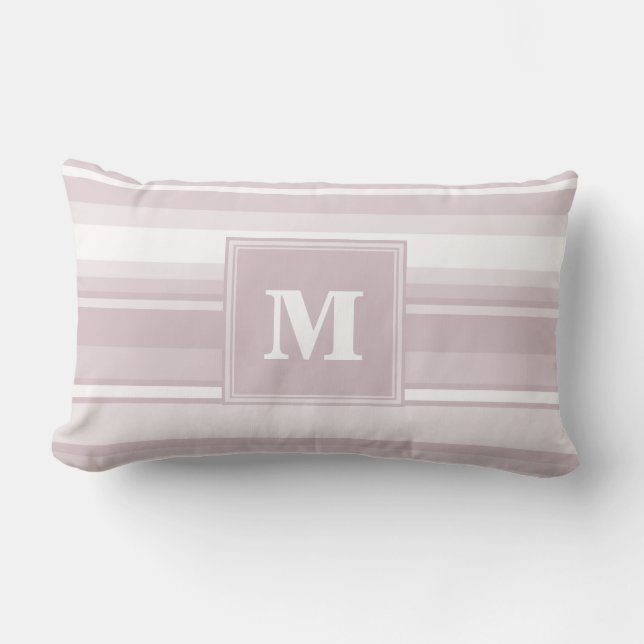 Monogram rose quartz stripes lumbar pillow (Front)