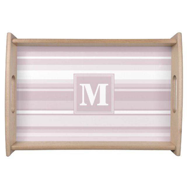 Monogram rose quartz stripes serving tray (Front)