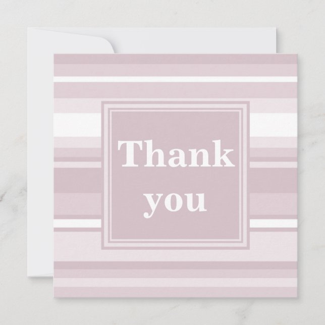 Monogram rose quartz stripes thank you card (Front)