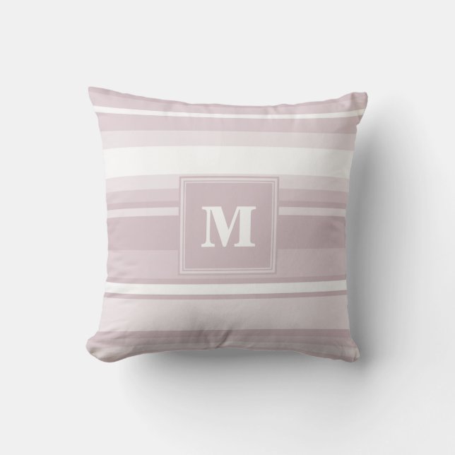 Monogram rose quartz stripes throw pillow (Front)