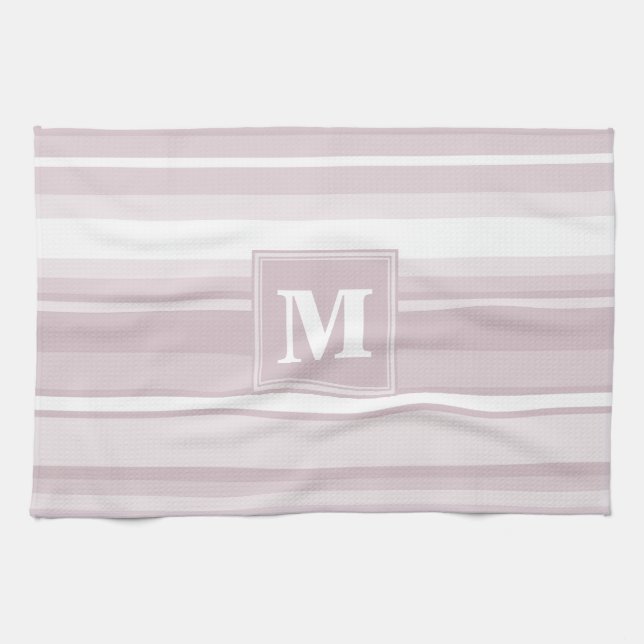 Monogram rose quartz stripes towel (Horizontal)