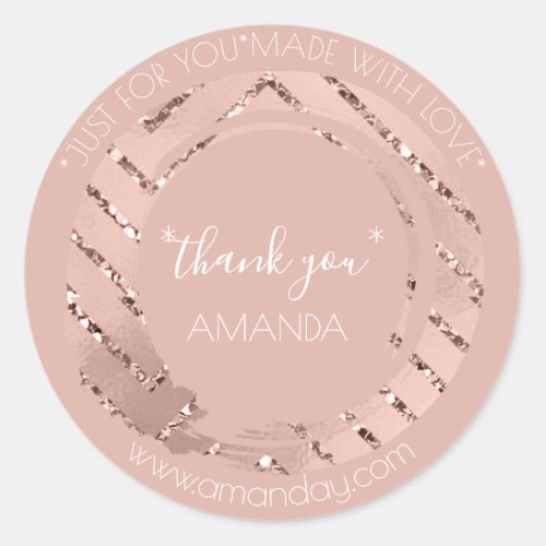 Monogram Rose Thank You Web Boutique Just For You Classic Round Sticker