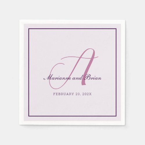 Monogram Rose Violet Lavender and Alice Purple Napkins