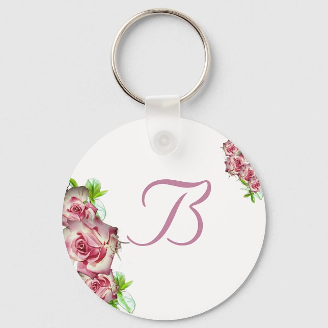 Monogram Rose with Name Keychain (Creator Uploaded)
