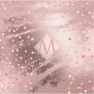 Monogram ROSEGOLD Metallic Foil Confetti Look Sticker