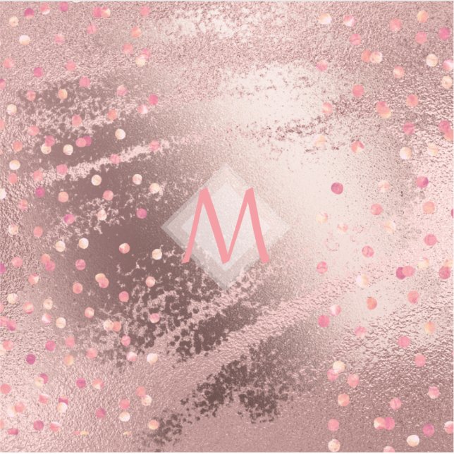 Monogram ROSEGOLD Metallic Foil Confetti Look Sticker (Front)