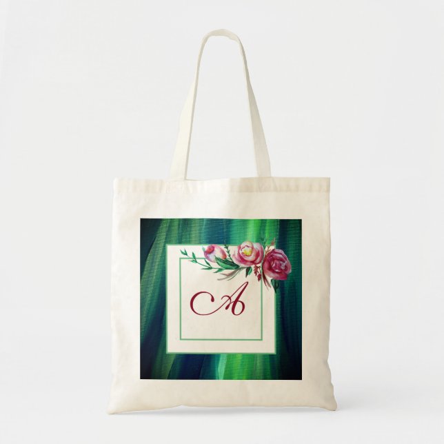 Monogram Roses   Budget Tote (Front)
