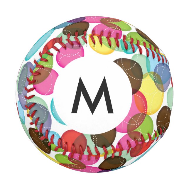 Monogram Round bubbles kids pattern 2 Baseball (Front Left)
