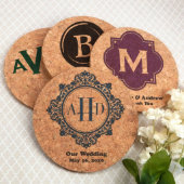 Monogram Round Cork Coasters (Front)