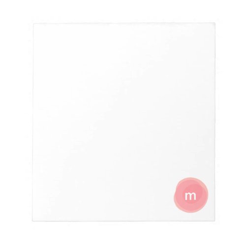 Monogram Round Seal in Coral and Pink Modern Notepad