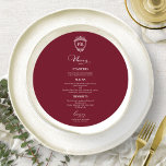 Monogram Round Wedding Menu Cards Burgundy<br><div class="desc">A simple chic calligraphy wedding menu card. I do offer a free customisation service,  if you have any questions or special requests,  please feel free to contact me.</div>