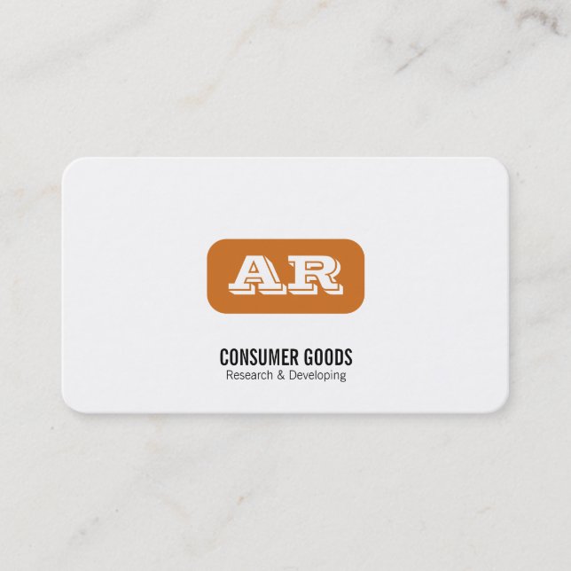 Monogram Rounded Background (orange) Business Card (Front)