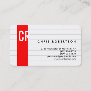 Monogram Rounded Corner Lined Paper Business Card