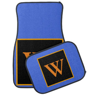 Monogram Royal Blue Black Orange Car Floor Mat