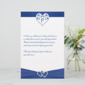 Monogram Royal Blue White Floral Hearts Stationery (Standing Front)