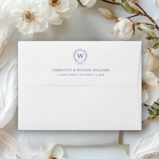 Monogram, Royal, Elegant, Wedding Envelope (Monogram, Royal, Elegant, Wedding Envelope with your name and date)