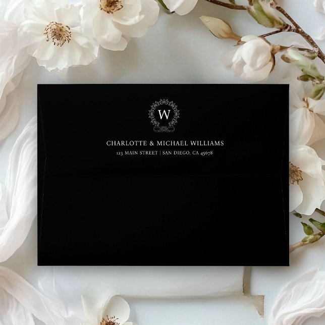 Monogram, Royal, Elegant, Wedding Envelope (Monogram, Royal, Elegant, Wedding Envelope with your name and date)