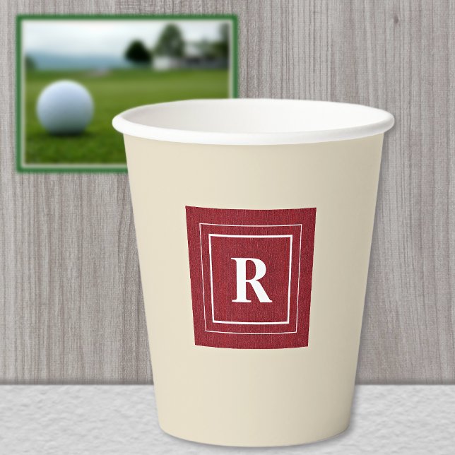 Monogram, Ruby Red Denim Print 8oz Paper Cups (Creator Uploaded)