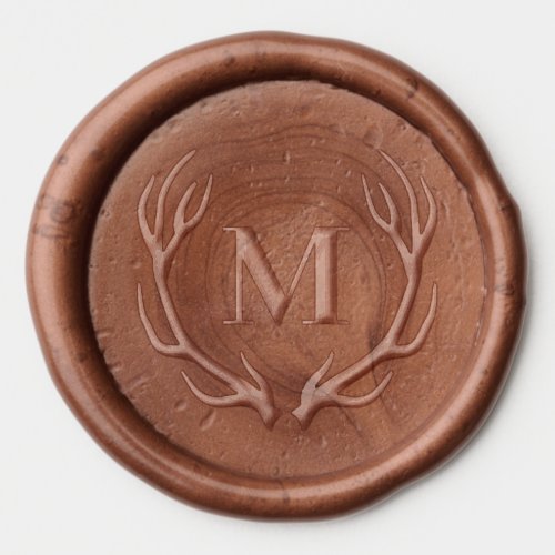 Monogram Rustic Antlers Christmas  Wax Seal Sticker