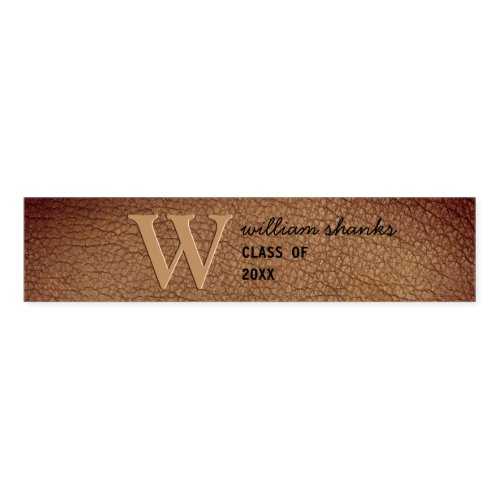 Monogram Rustic Brown Leather Gold Script Stylish Napkin Bands