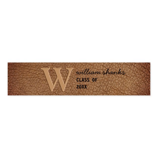 Monogram Rustic Brown Leather Gold Script Stylish Napkin Bands (Unfolded)