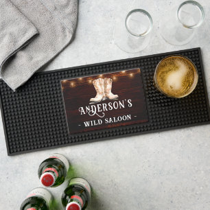 Monogram Rustic Country Name Saloon  Bar Mat