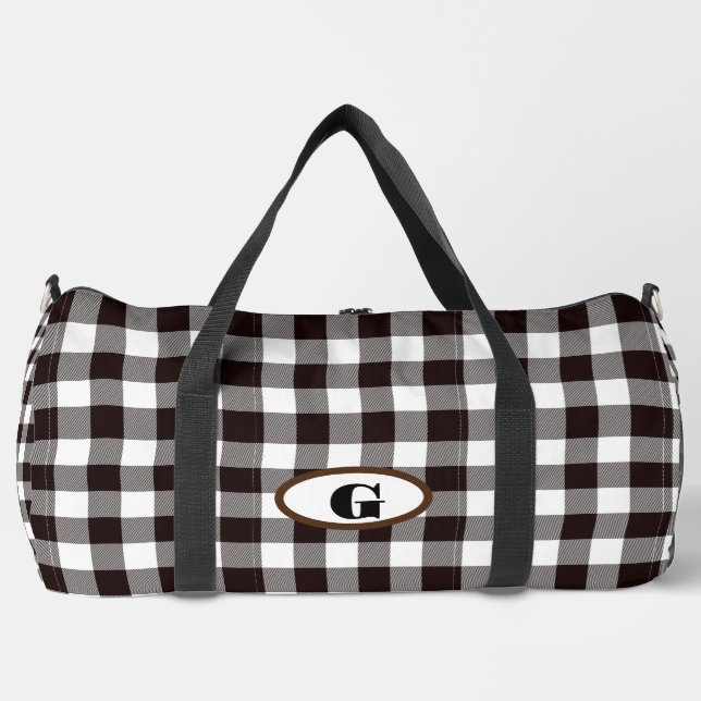 Monogram Rustic Customize Plaid  Duffle Bag (Front)