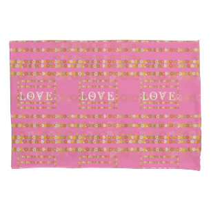 Monogram Rustic Daisy Floral Love Pink Pillow Case