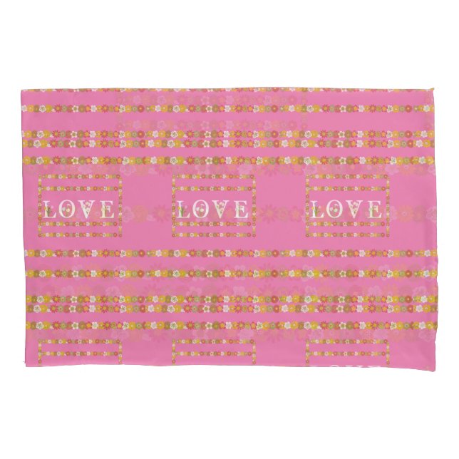  Monogram Rustic Daisy Floral Love Pink  Pillow Case (Front)