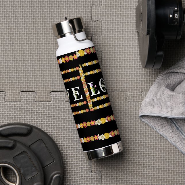  Monogram Rustic Daisy Floral  Love  Water Bottle (Gym)