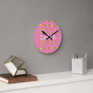 Monogram Rustic Daisy Floral Round Clock
