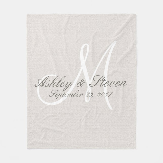Monogram | Rustic Linen Fleece Blanket (Front)