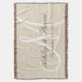 Monogram | Rustic Linen Look Throw Blanket | Zazzle