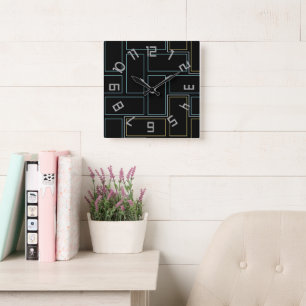Monogram Rustic Numbers Square Wall Clock