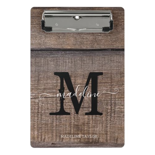 Monogram Rustic Script Name Professional  Mini Clipboard